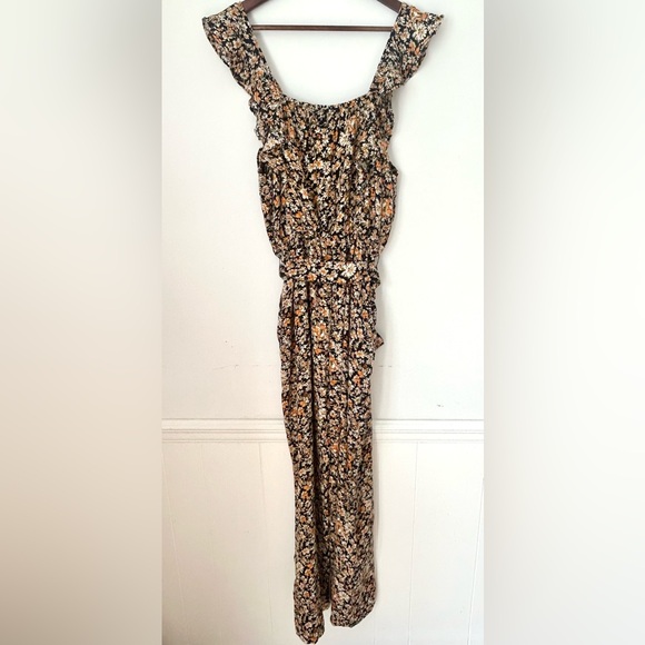 Baltic Born Black & Marigold Floral Ruffle Strap Jumpsuit | Size: Large | NWT - Picture 14 of 15